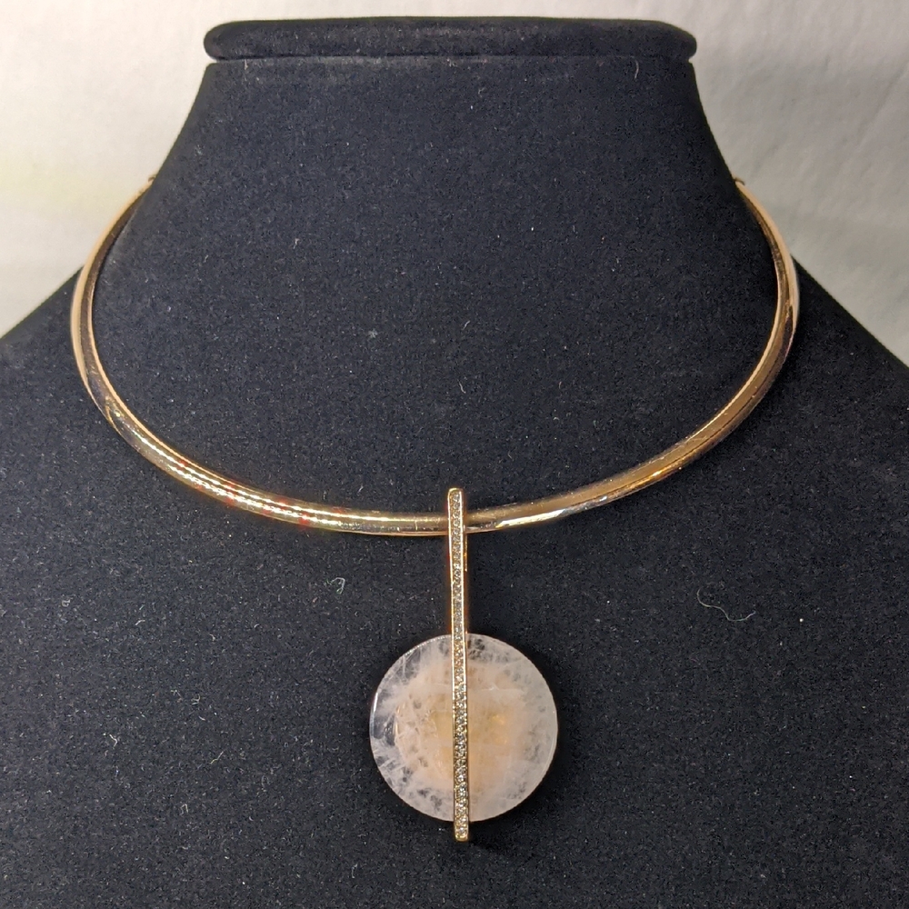 White House Black Market 3-way Demi Collar Necklace, Rose Gold-tone, Rose Quartz